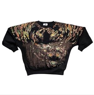 Gladys Bagley Vintage Vtg Black Tiger Graphic Sweatshirt w/ Sequins